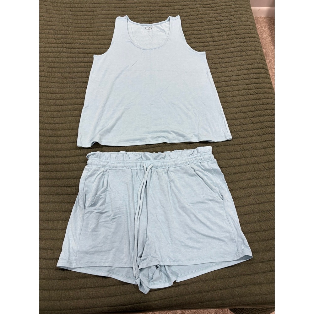 Loft Sleep Tank Short Set Blue Size Medium